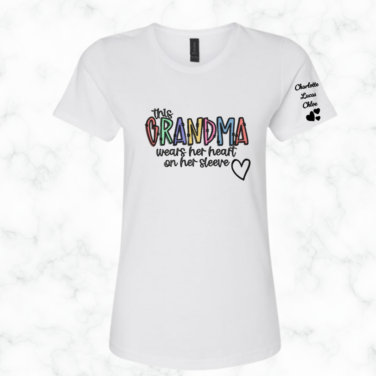 Personalized Grandparent Sweatshirt With Grandchildren's Name on Sleeve